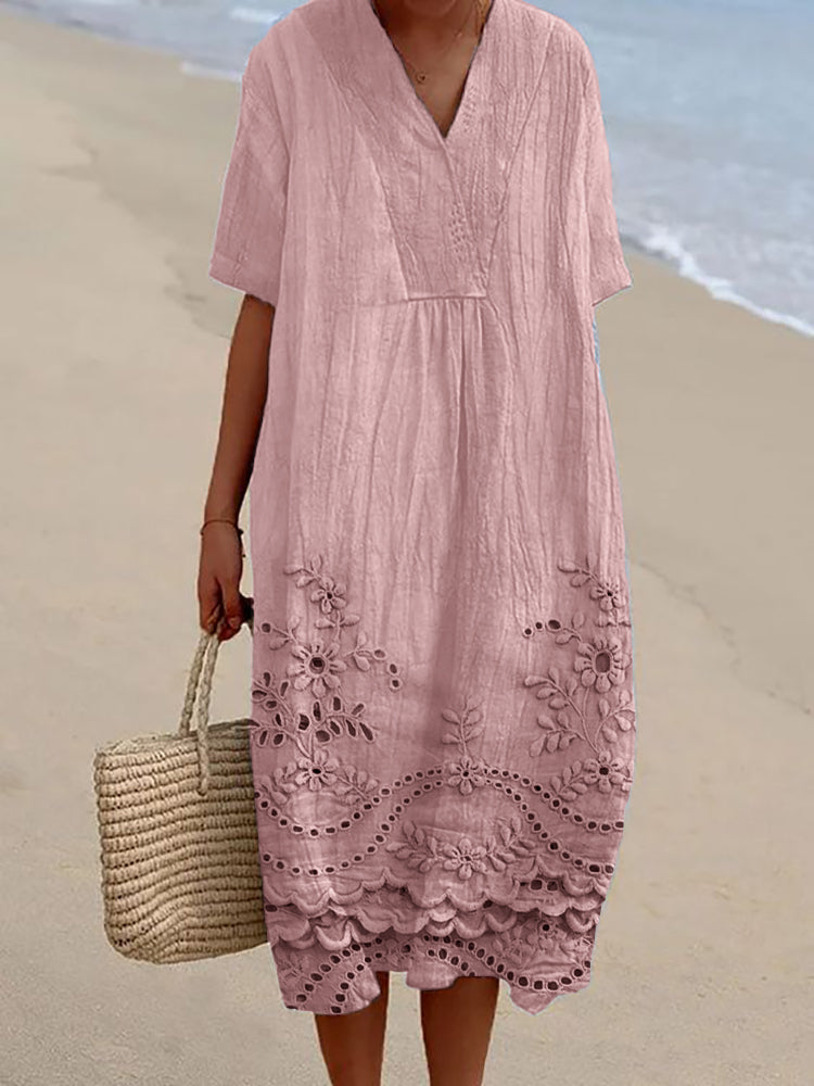 Delaney Effortless Women's Floral Print Midi Summer Dress Everyday Luxe Edit