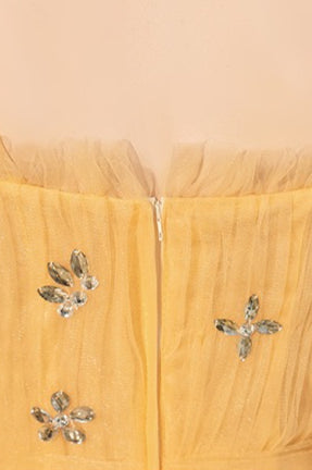 Yellow Spaghetti Strap Ruched Bodycon Mini Dress 9
