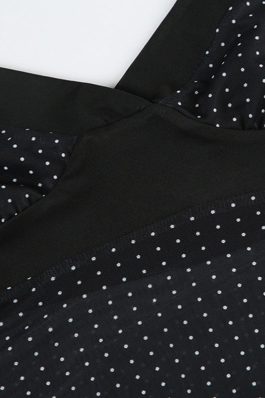 Sheer Polka Dot VNeck Halter Cami Crop Top