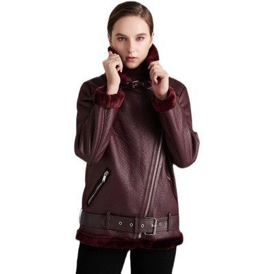 Amy Fashion  New Faux Leather Double Sided Coat