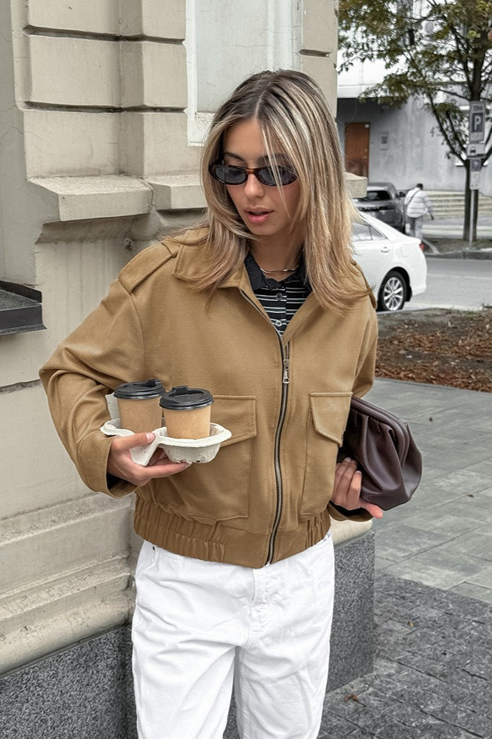 Vintage Brown Aviator Suede Jacket