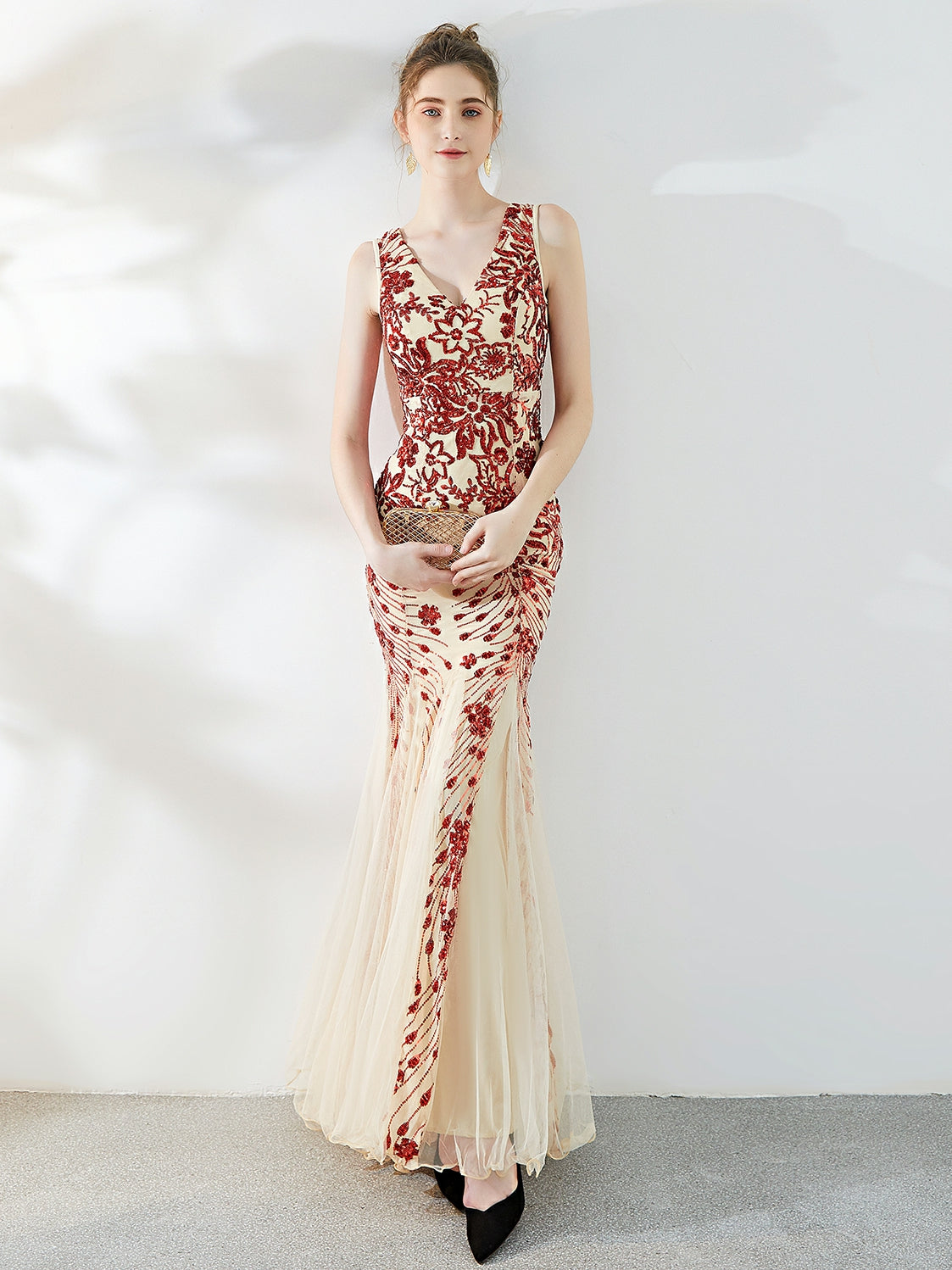 Fishtail Sequin long evening dress