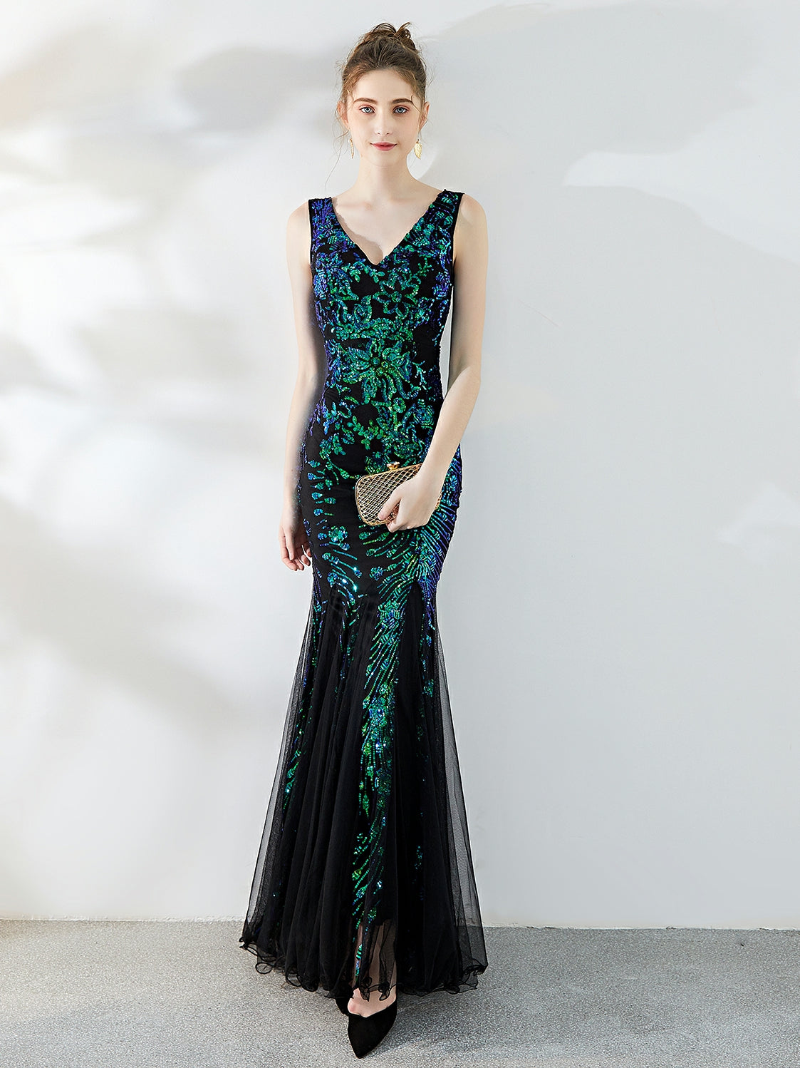 Fishtail Sequin long evening dress