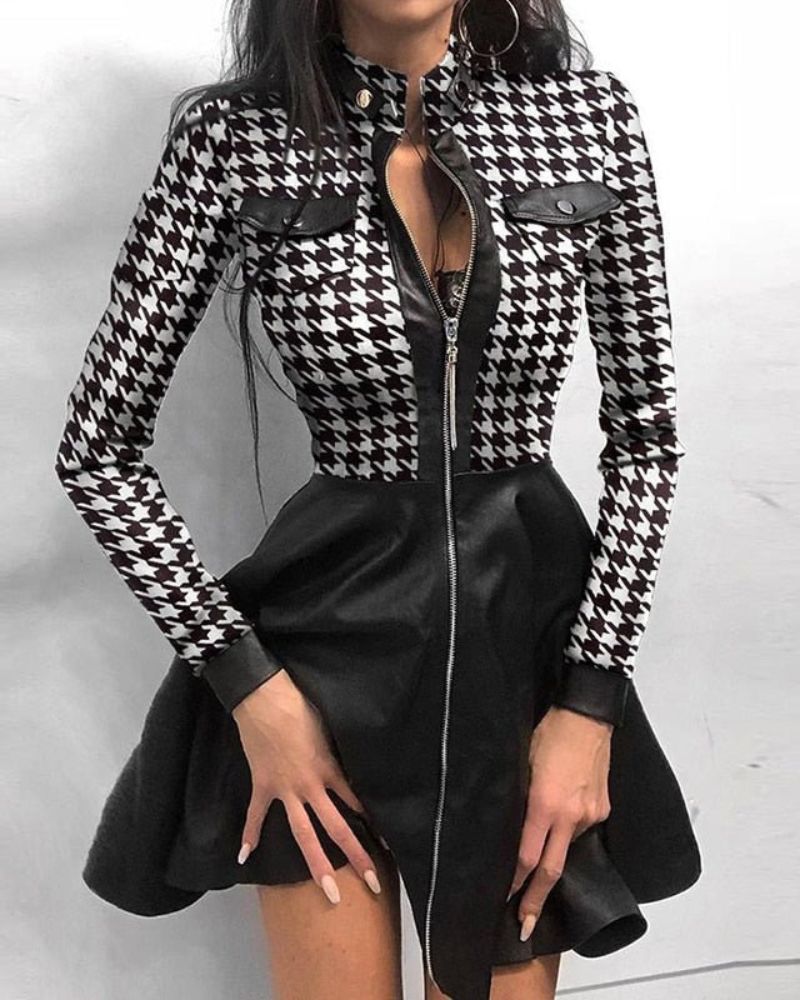 Mariana Exclusive Leather Mini Dress with Zip Fastening Designer Edit