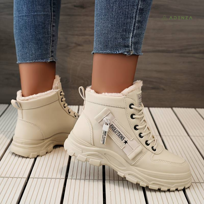 Fur-Lined Lace-Up High-Top Platform Sneaker Boots