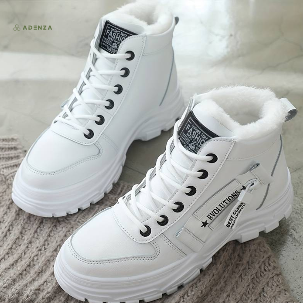 Fur-Lined Lace-Up High-Top Platform Sneaker Boots