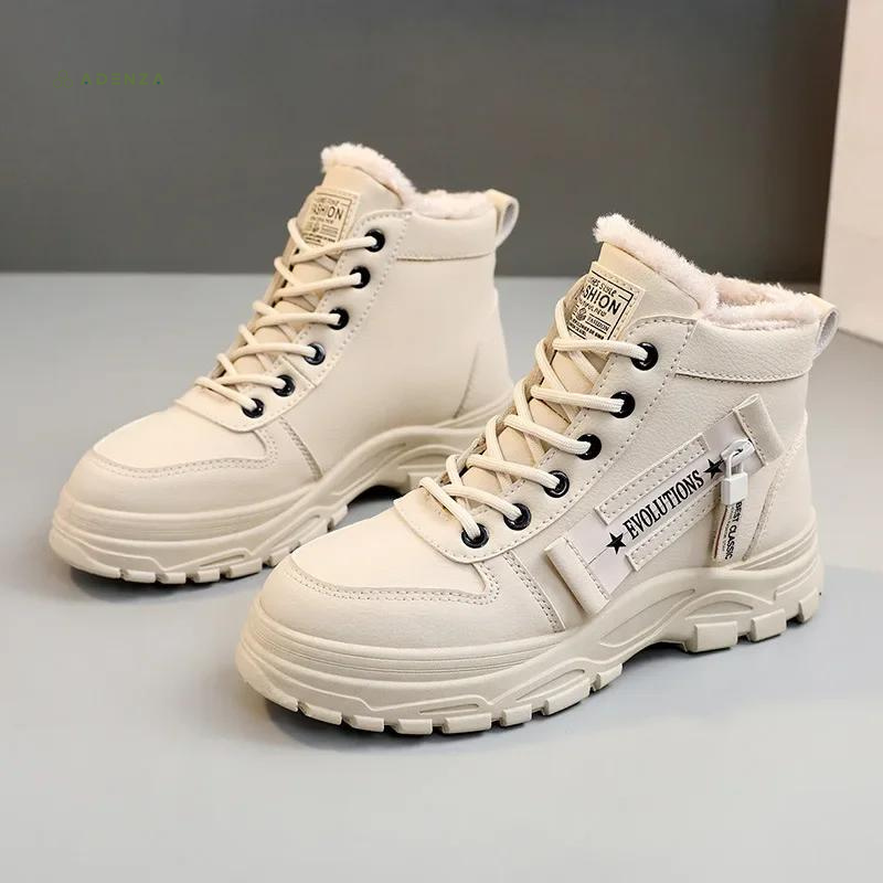 Fur-Lined Lace-Up High-Top Platform Sneaker Boots