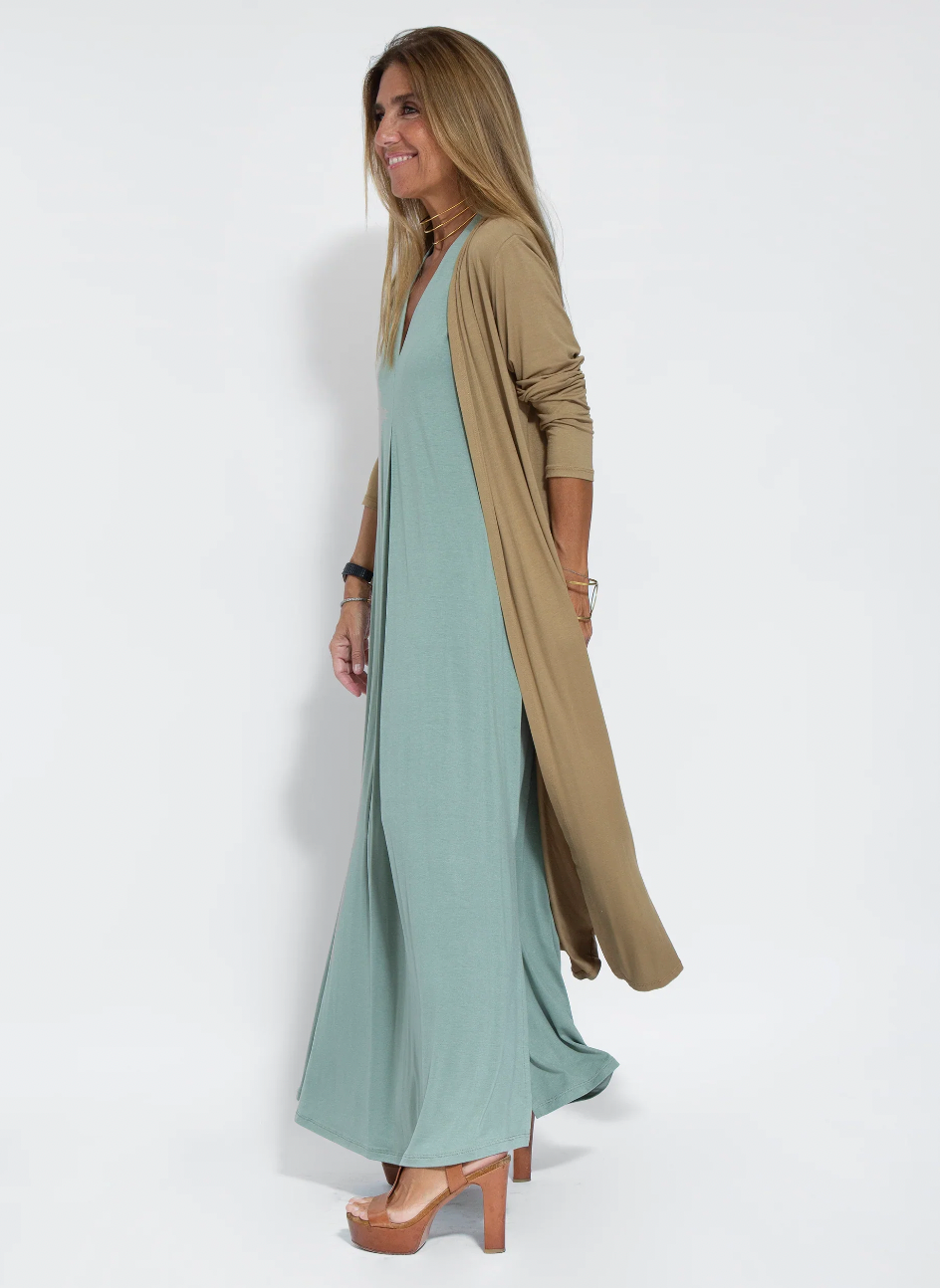 Paulette Aesthetic Long Dress with Vest Chic Silhouette Collection