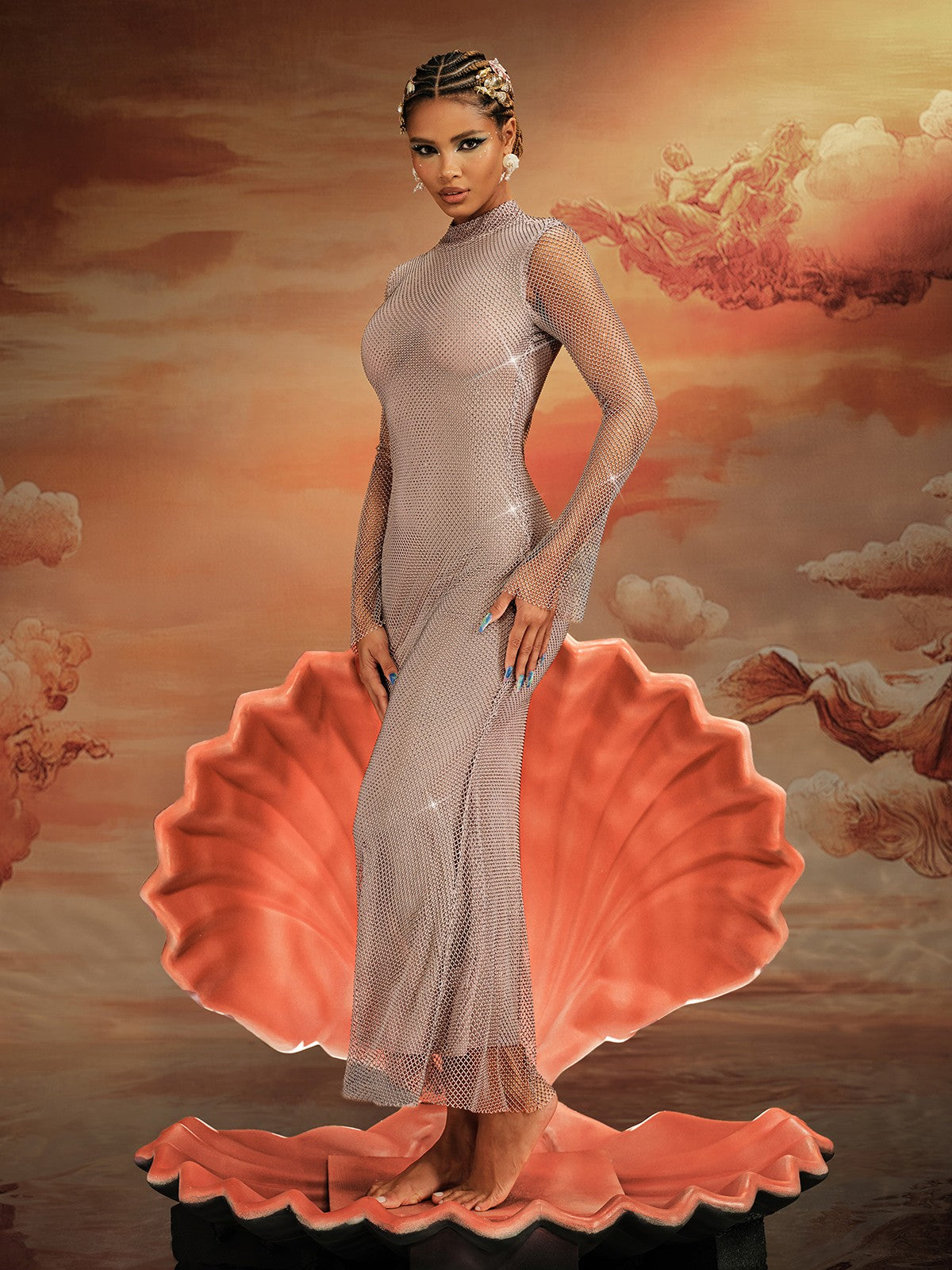 Long Sleeve Crystal Maxi Dress