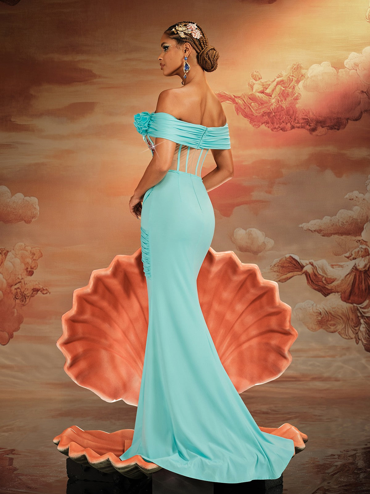 Off Shoulder Starfish Pearl Maxi Dress