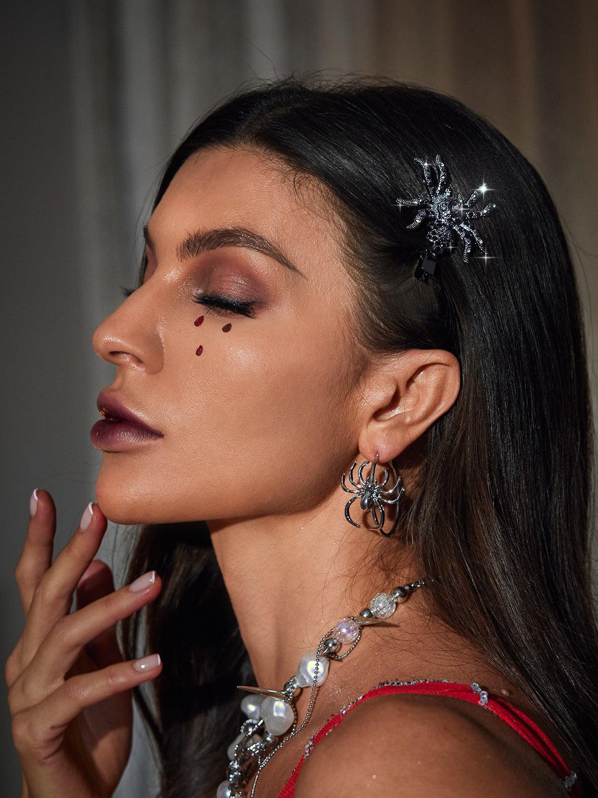 Crystal Spider Barrettes