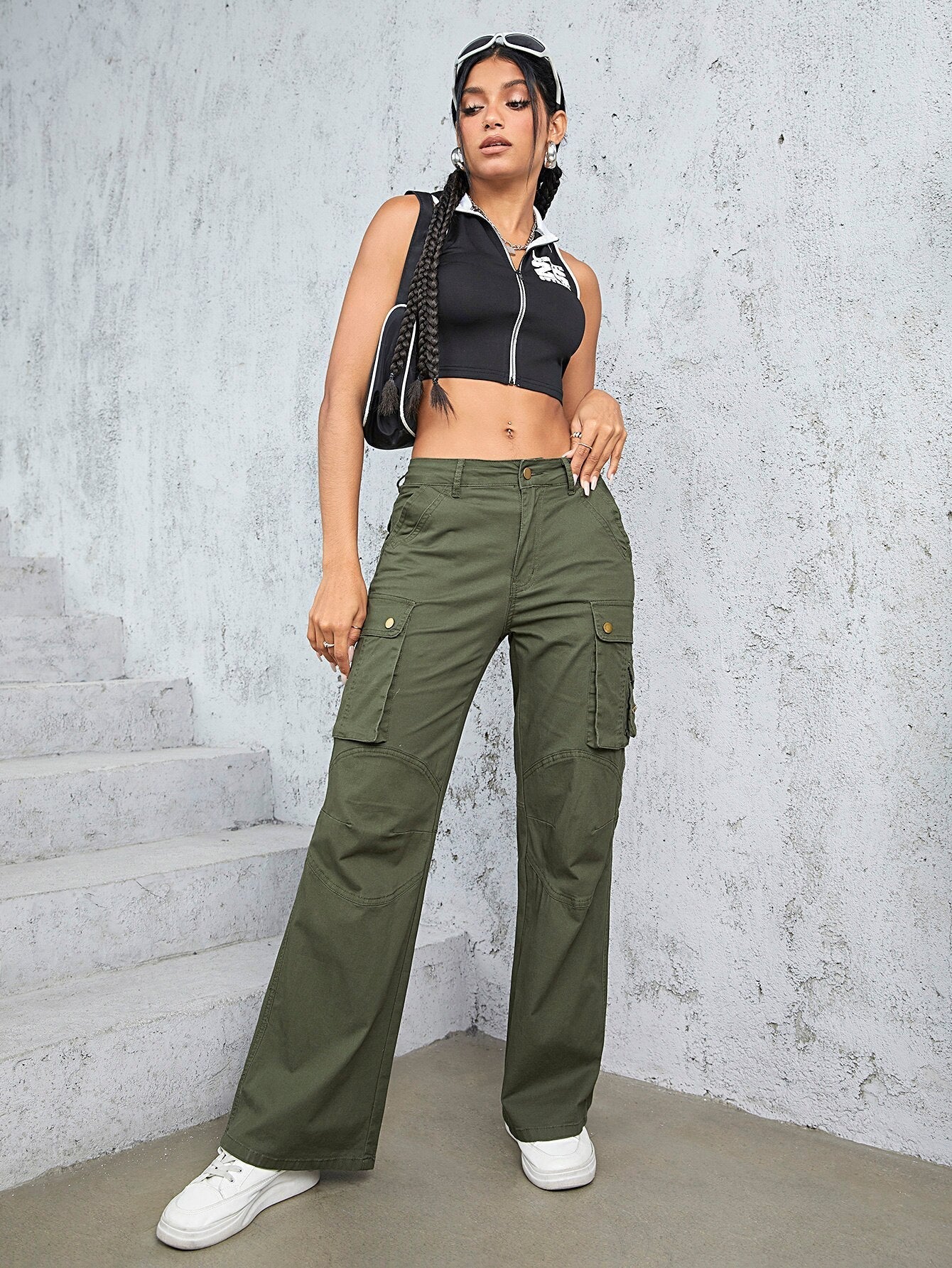 High Waist Straight Trousers