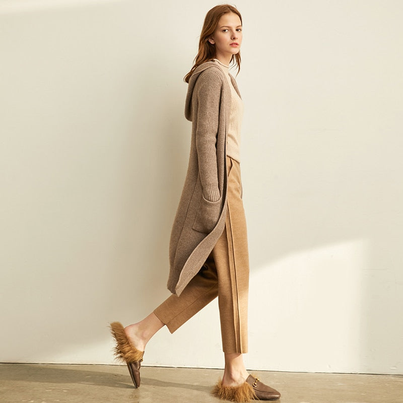 Women Fashion New Loose Hat Long Knitted Female Cardigan
