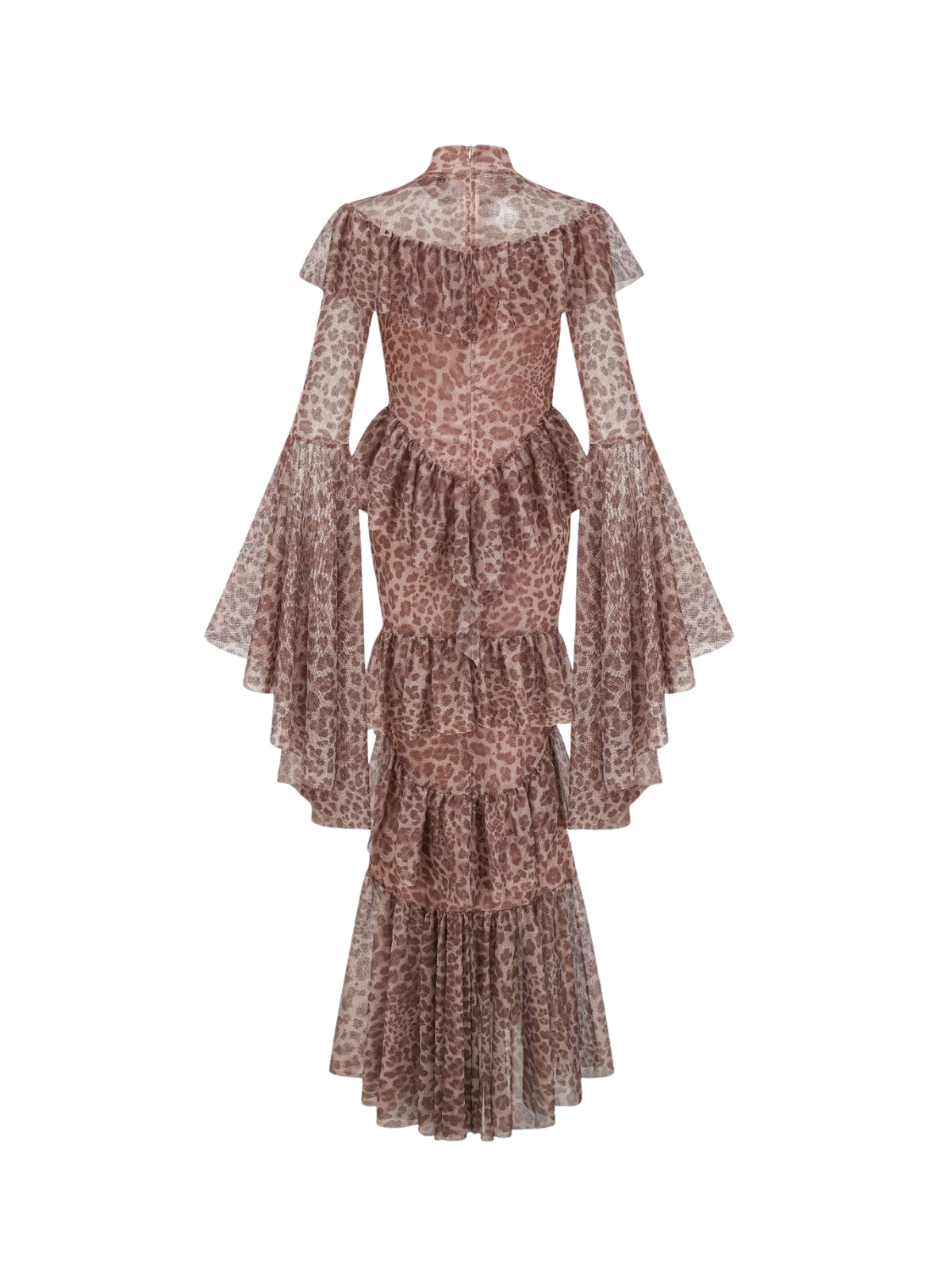 Bell Sleeve Leopard Midi Dress