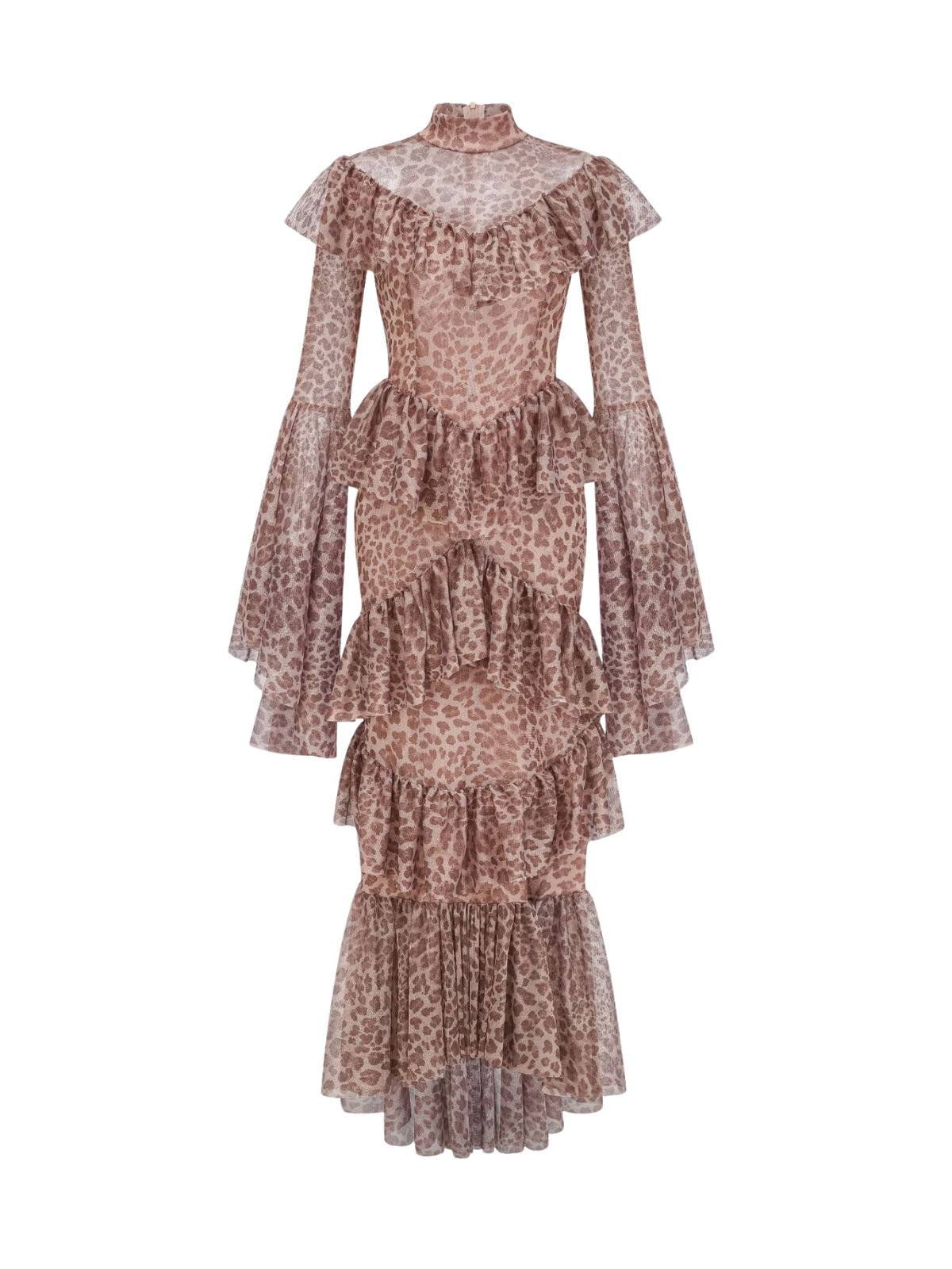 Bell Sleeve Leopard Midi Dress