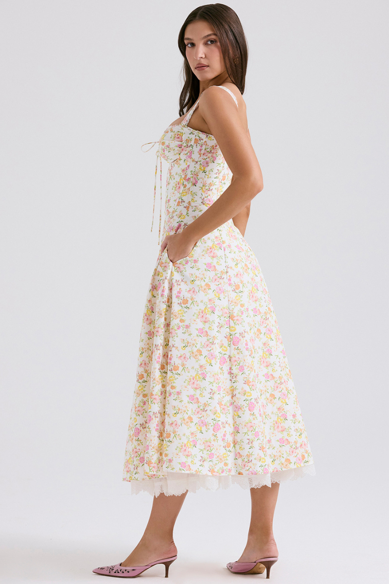Olga Boutique Ruched Floral Maxi Dress Statement Occasion Edit