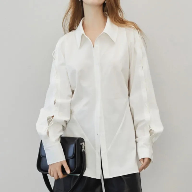 Cotton Long Sleeve Button Up Casual Office Blouse