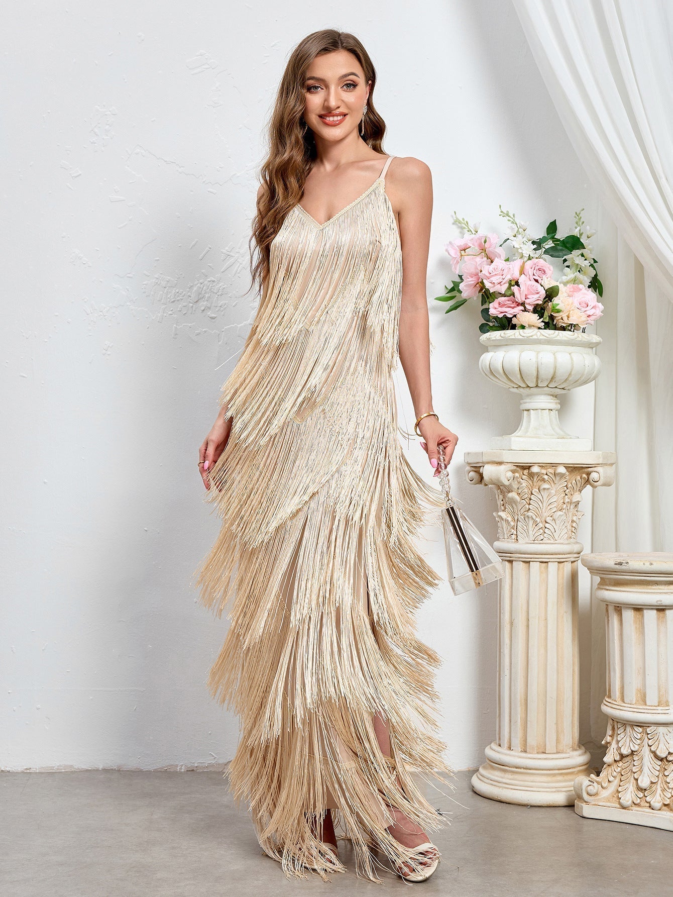 Slim Strap Dress Tassel Dress