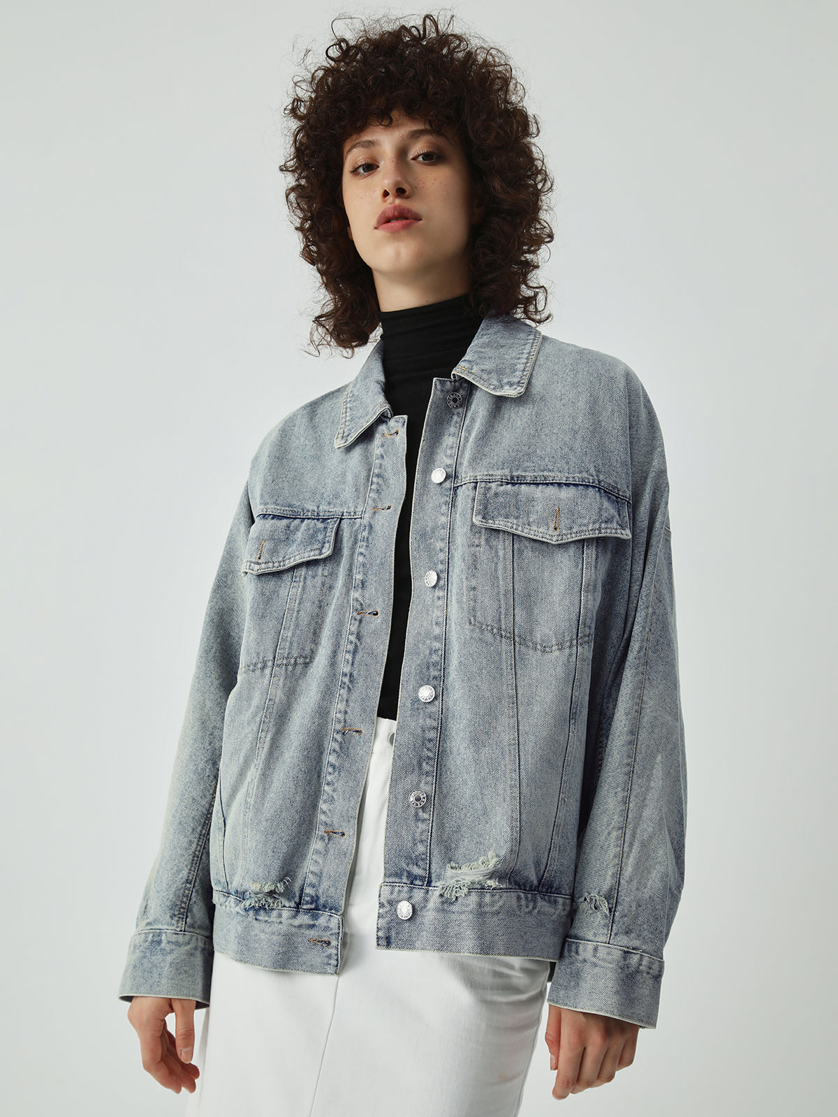 Distressed Detail Denim Jacket