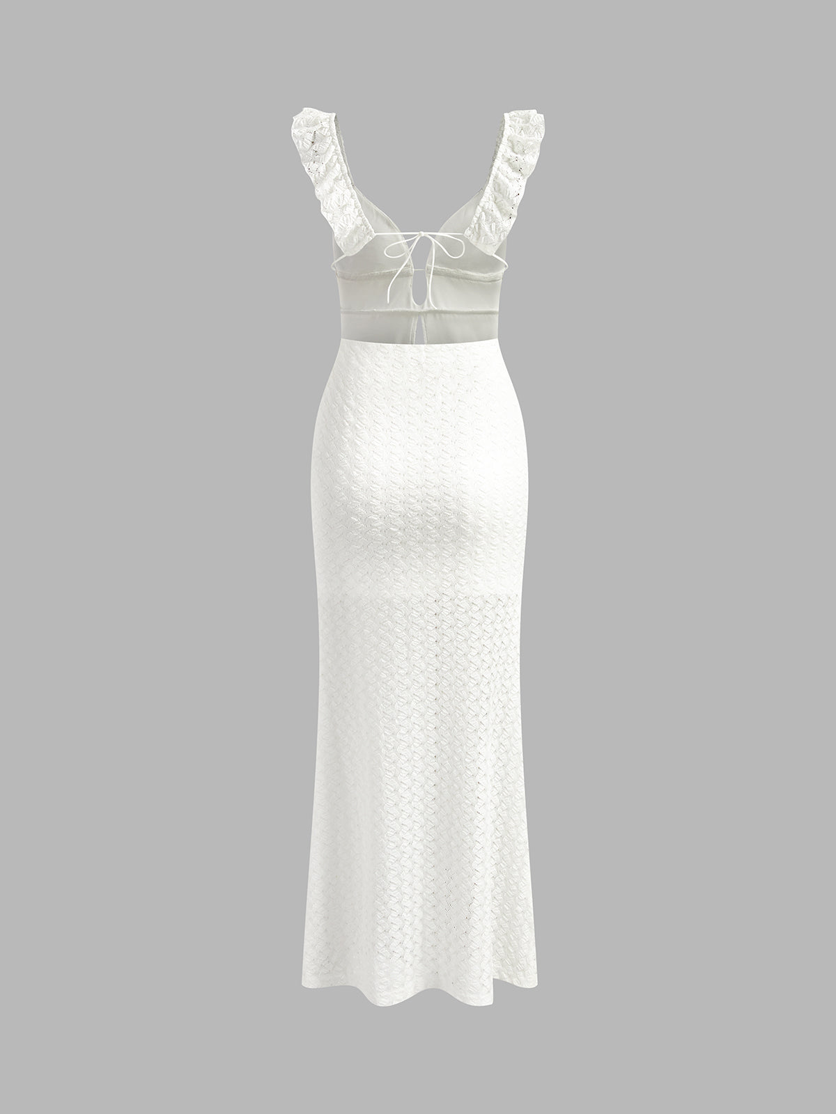 Deep V-Neck Textured Knit Keyhole Cutout Mermaid Gown