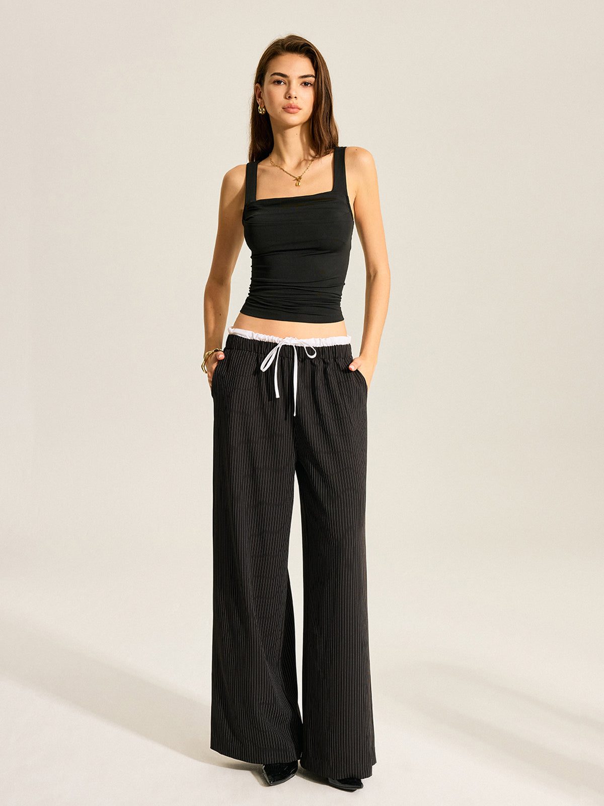 Striped Wide-Leg Pants