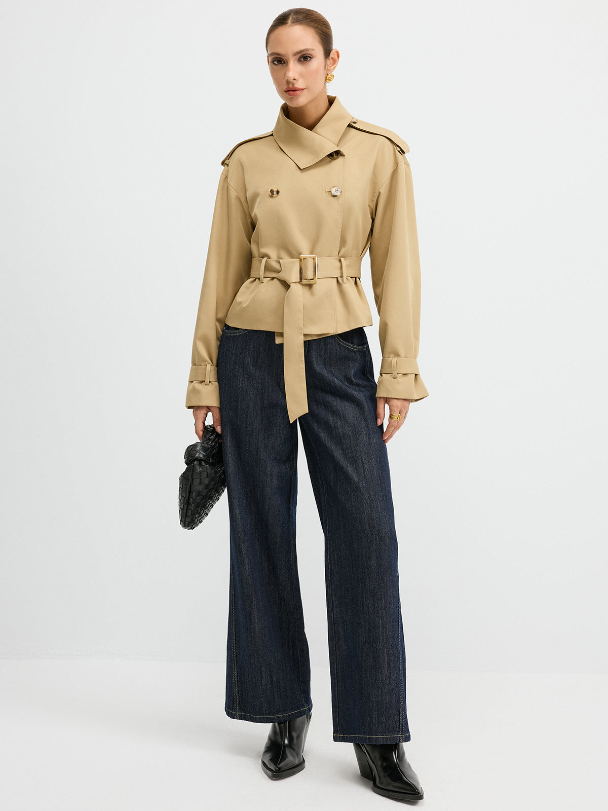 Double-Breasted Belted Trench Coat