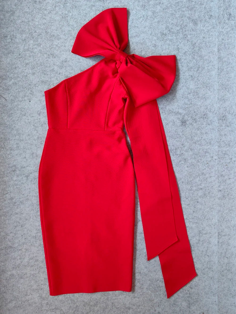 Red Asymmetrical Bandage Evening Dress with Ruffle Split - Bodycon Party Dress