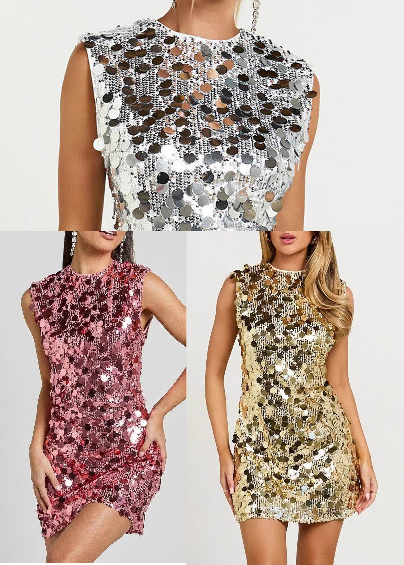 Beautiful Rose Sequins Wraped Dresses Sleeveless