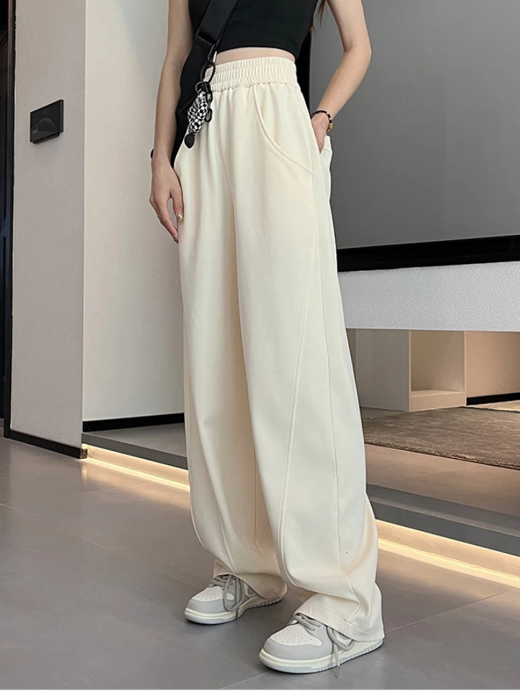 Korean Autumn Women's Fashion High Waist Wide Leg Sweatpants