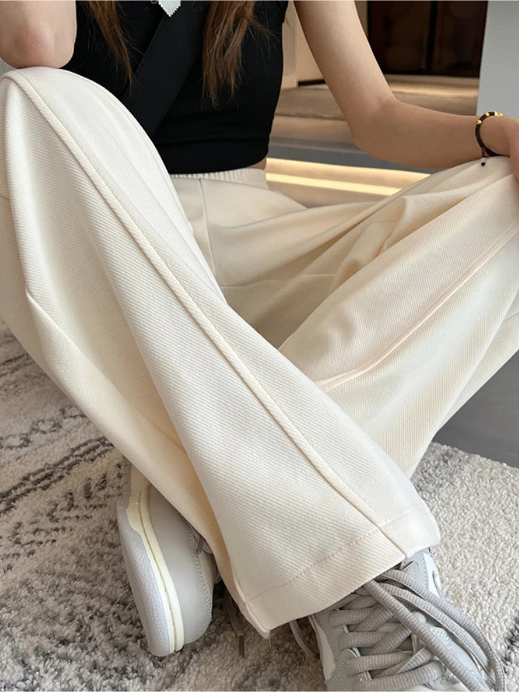 Korean Autumn Women's Fashion High Waist Wide Leg Sweatpants