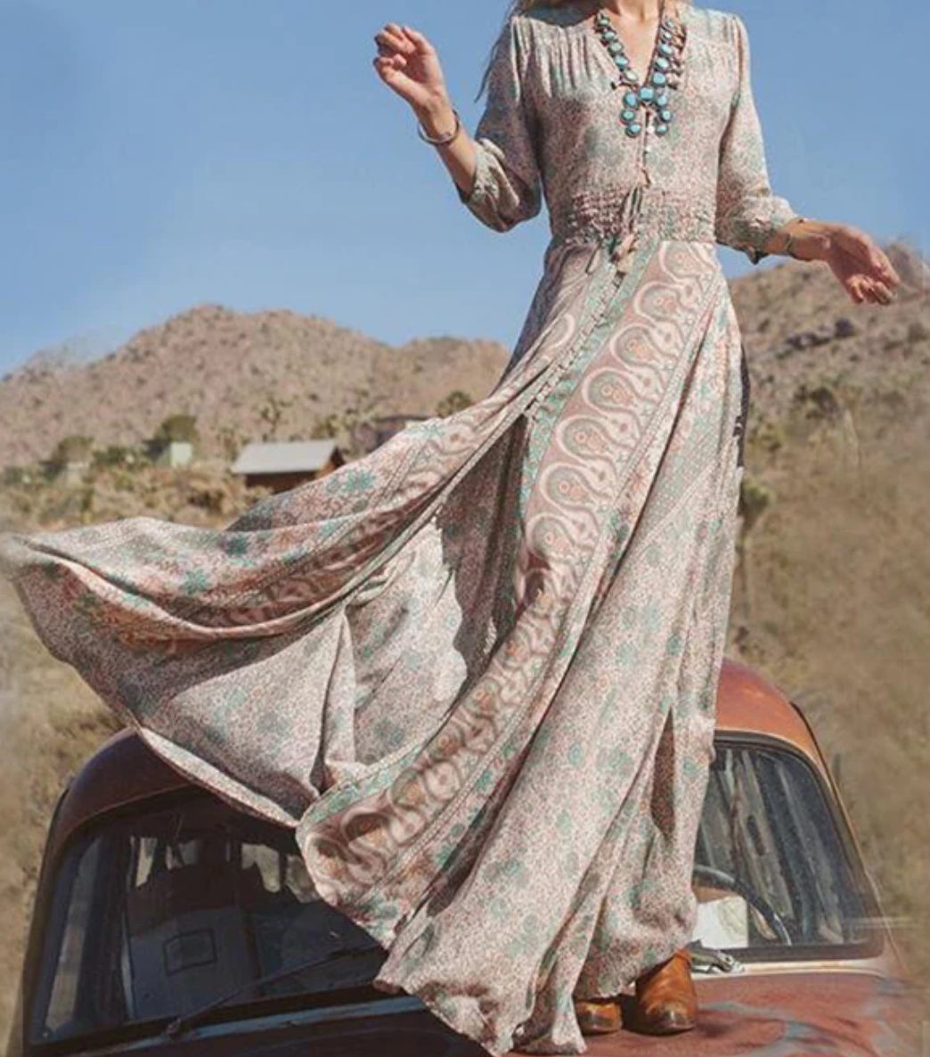 Pilar Statement Vintage Summer Maxi Dress Evening Wear Edit