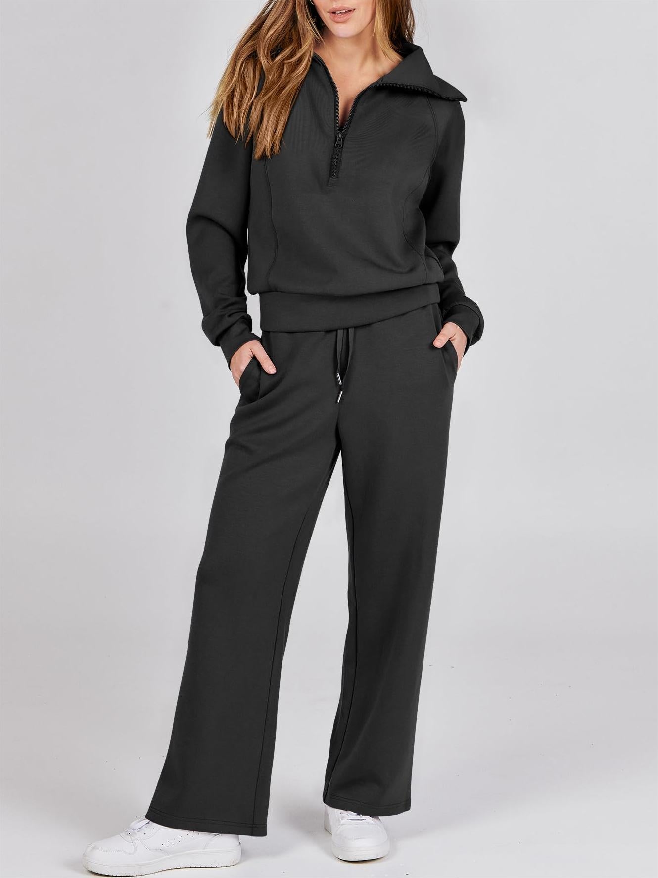 Navy Collar Half Zip Suit