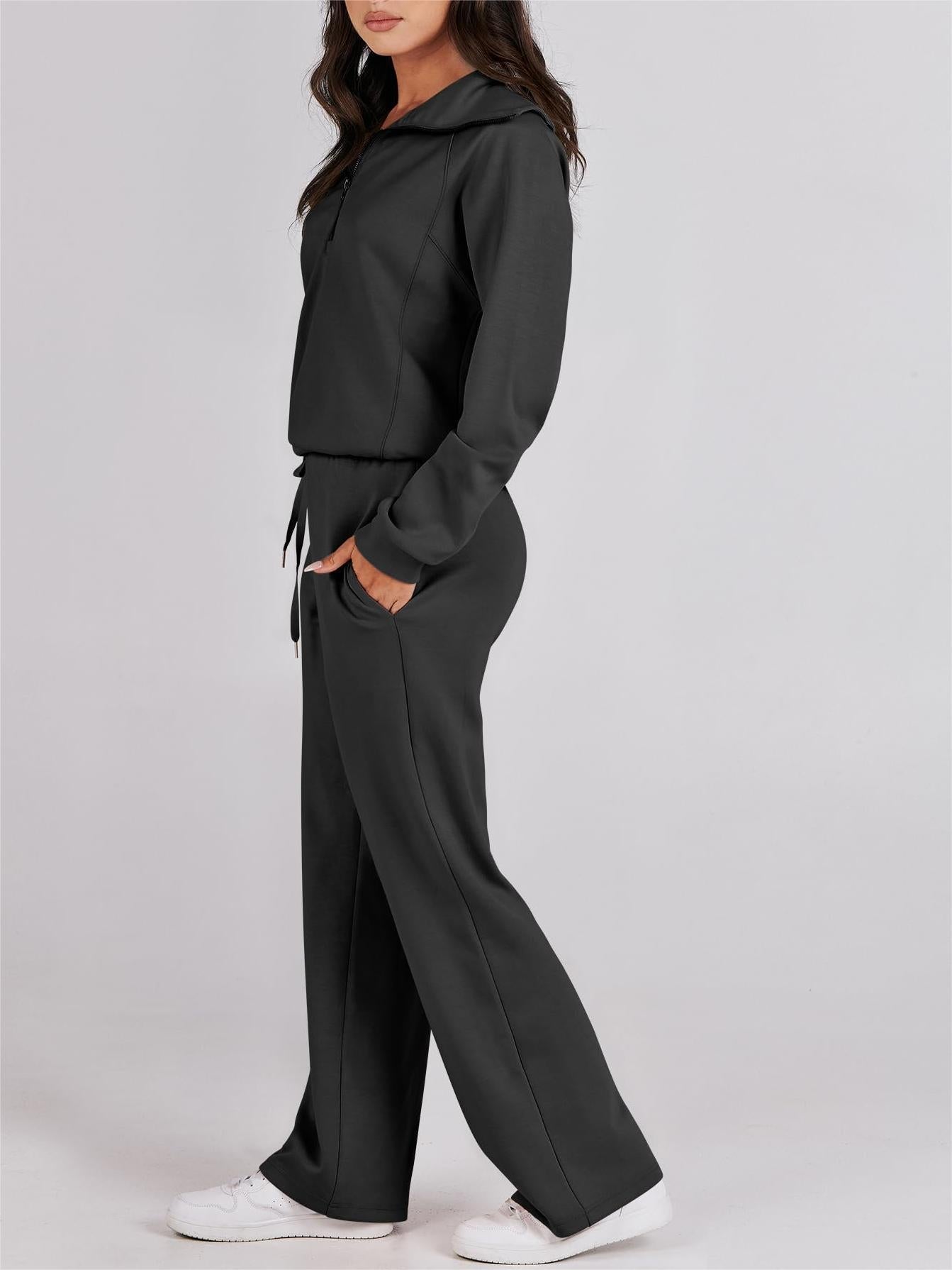Navy Collar Half Zip Suit