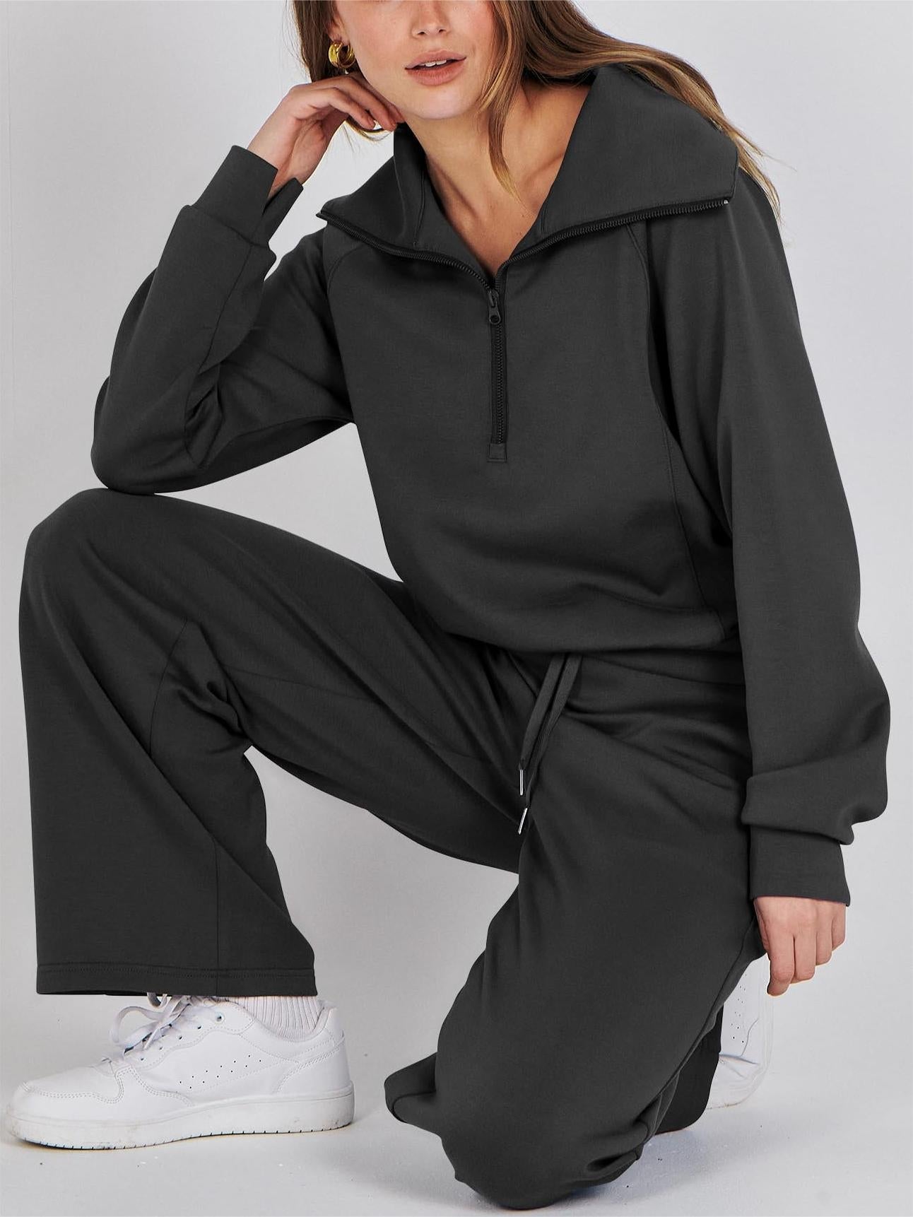 Navy Collar Half Zip Suit