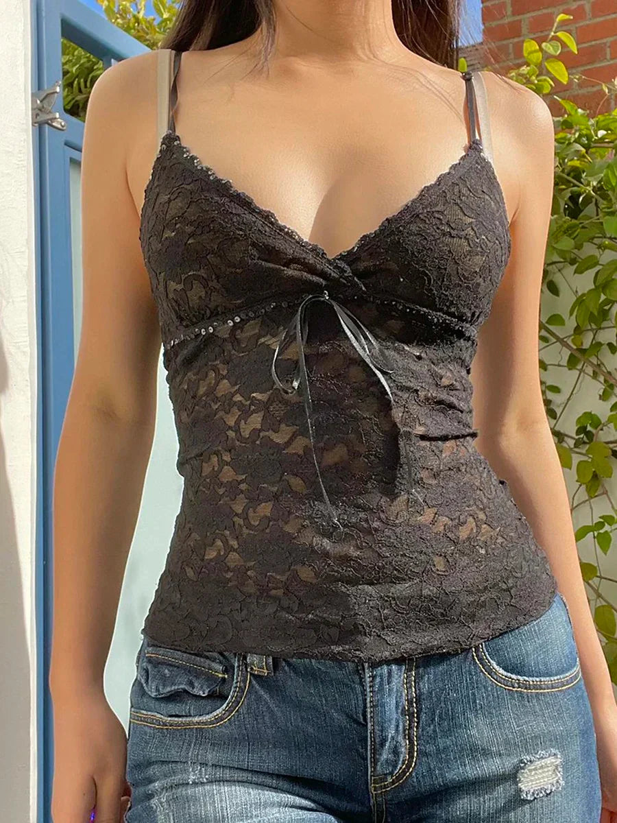 Aesthetic 2000s Sleeveless VNeck Tank Top