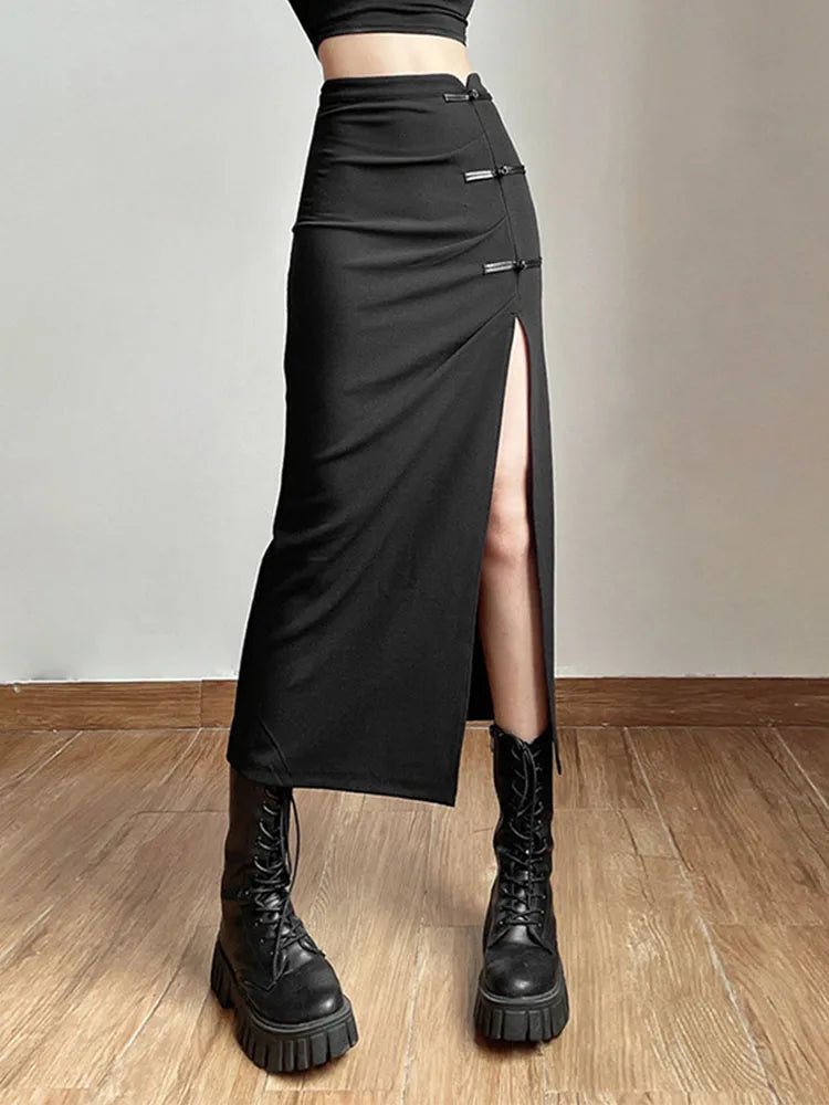 Sexy Split Black Casual AllMatch Hot Street Women's Skirt