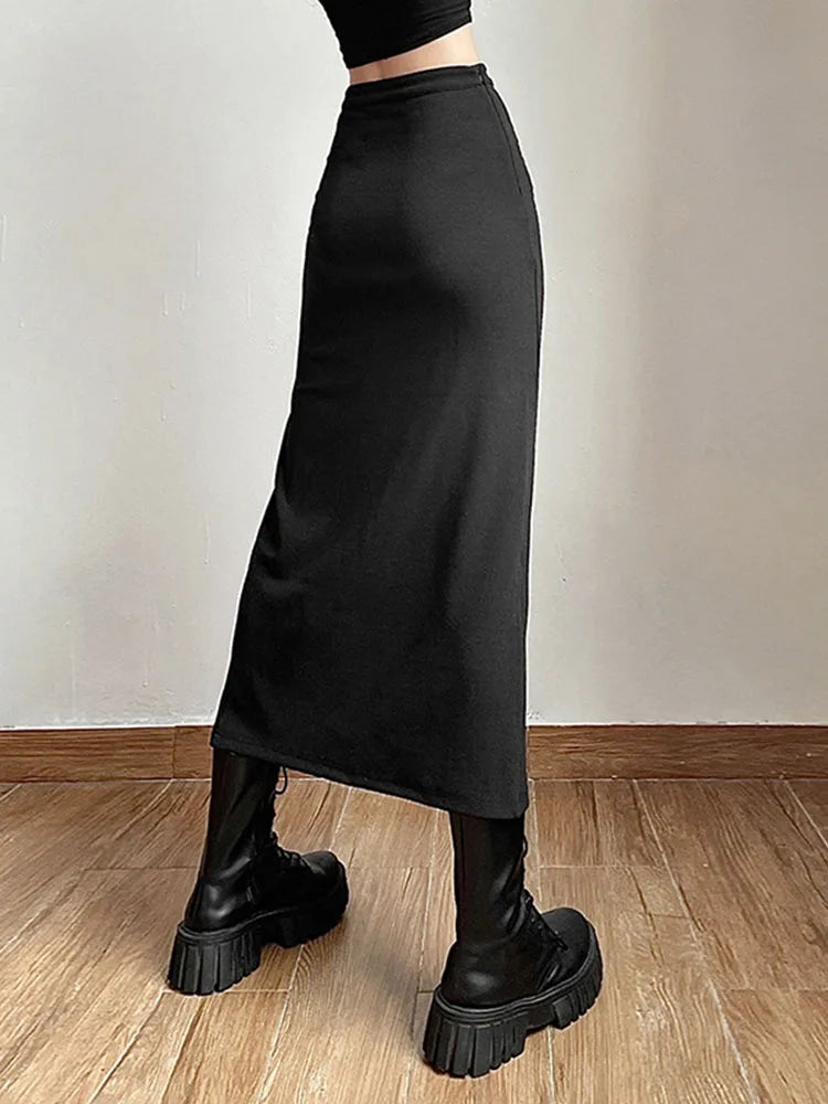 Sexy Split Black Casual AllMatch Hot Street Women's Skirt