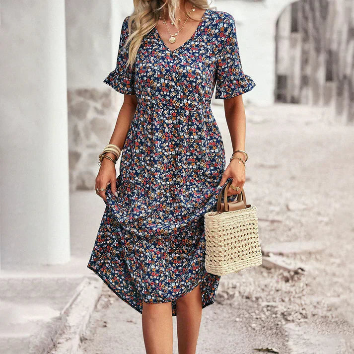 Lena Elevated Women's Casual Floral Summer Dress Evening Wear Edit