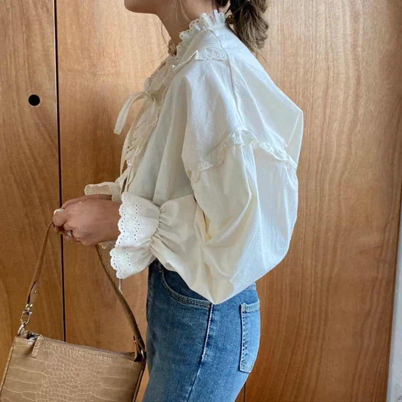 Spring Loose Lantern Sleeve Vintage Blouse