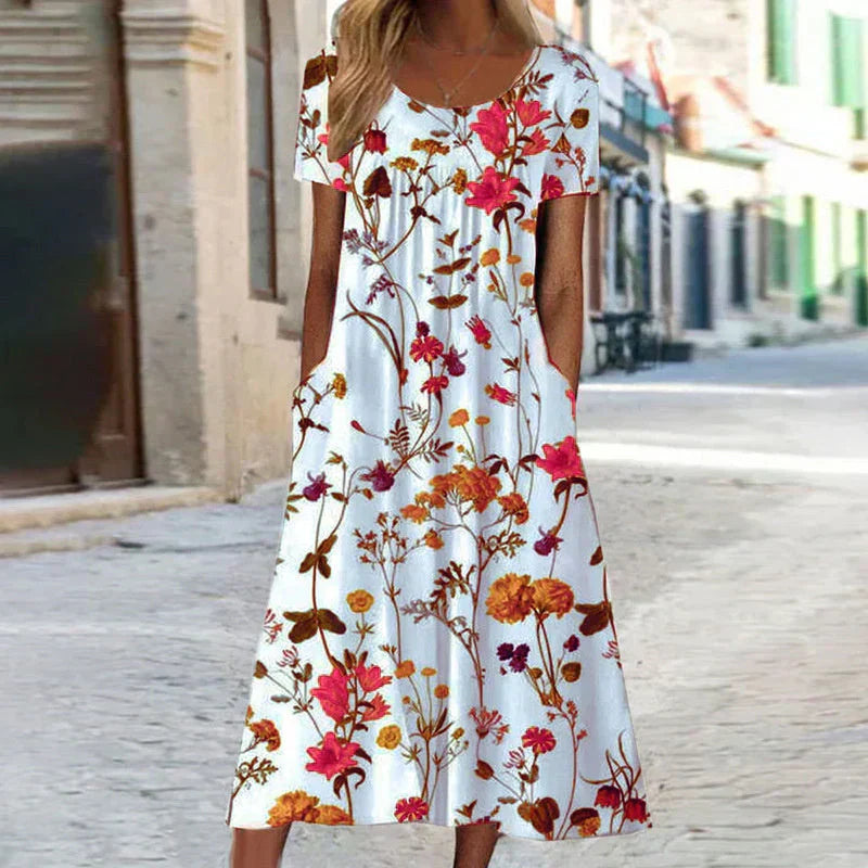 Marianne Luxe Women's Floral Midi Summer Dress Designer Edit
