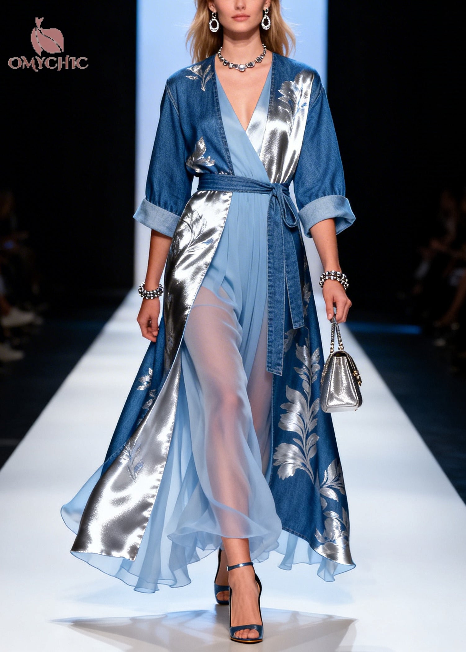 Bohemian Blue Asymmetrical Patchwork Denim Robe Dresses Summer