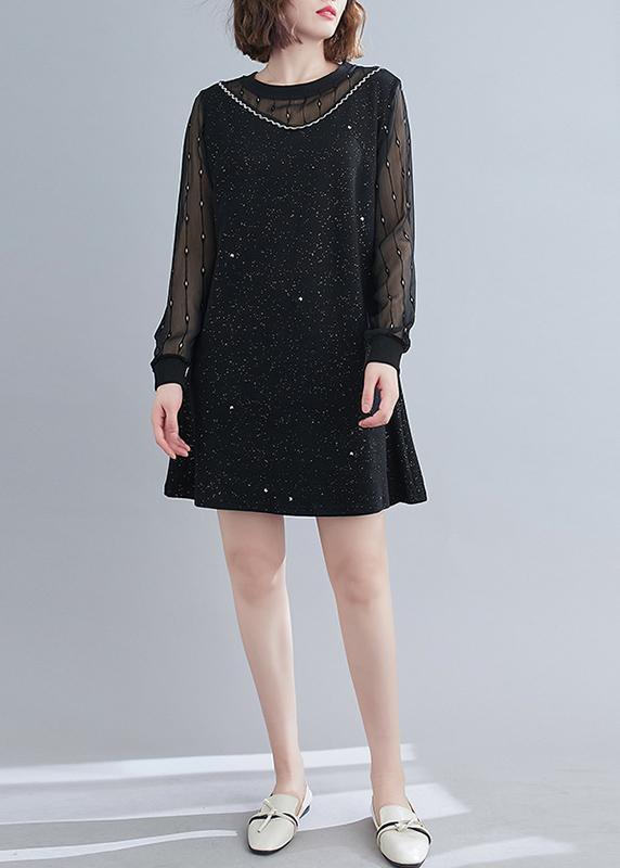 Bohemian Patchwork Dresses Shape Black Plus Size Dress