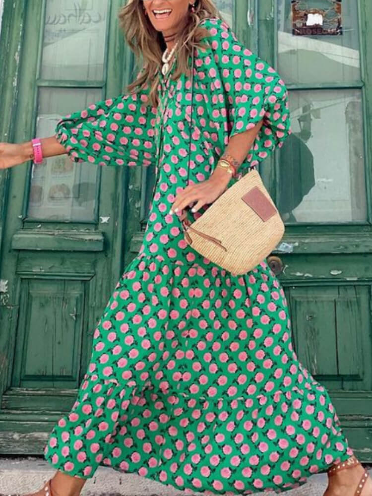 Bohemian Beauty Green Maxi Dress