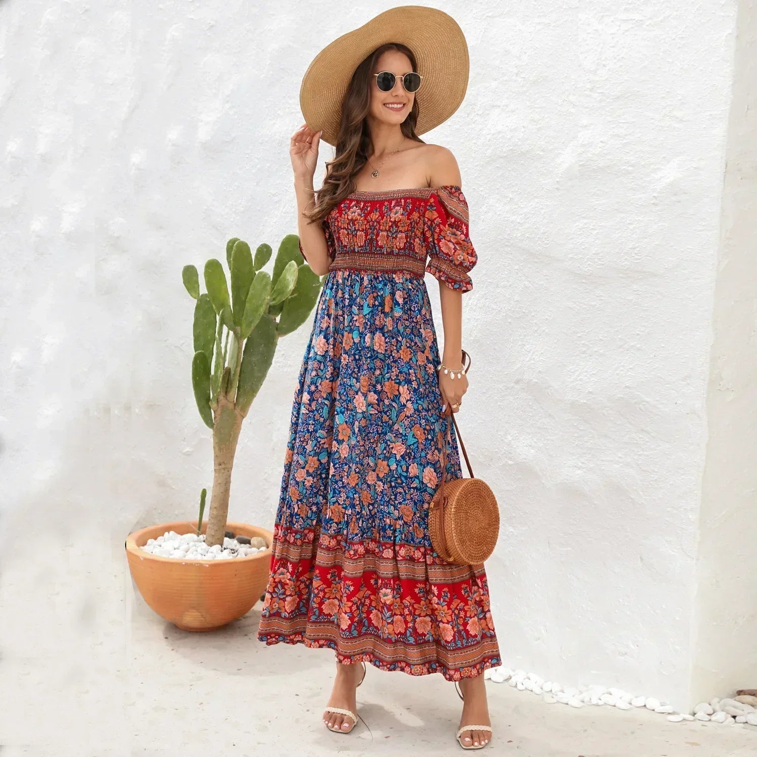 Casual Midi Sexy Elegant Beach Vacation Boho Dress