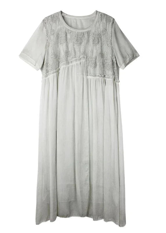 Boho Beige Print Chiffon Asymmetrical Design Summer Maxi Dresses