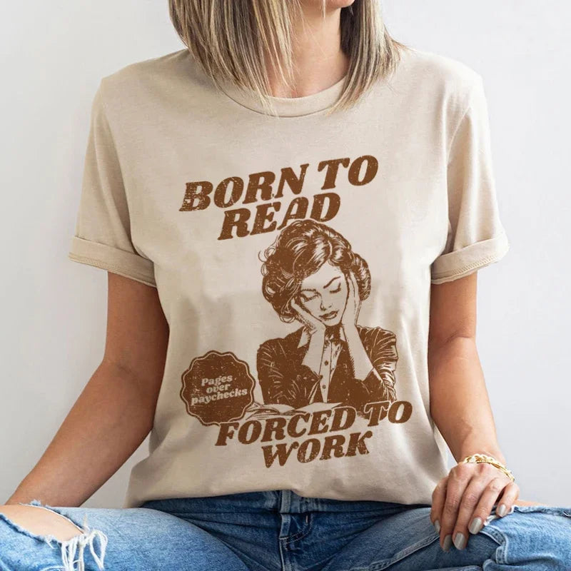 Born to Read Meme Bookish T-shirt Khaki / S t-shirt-250223