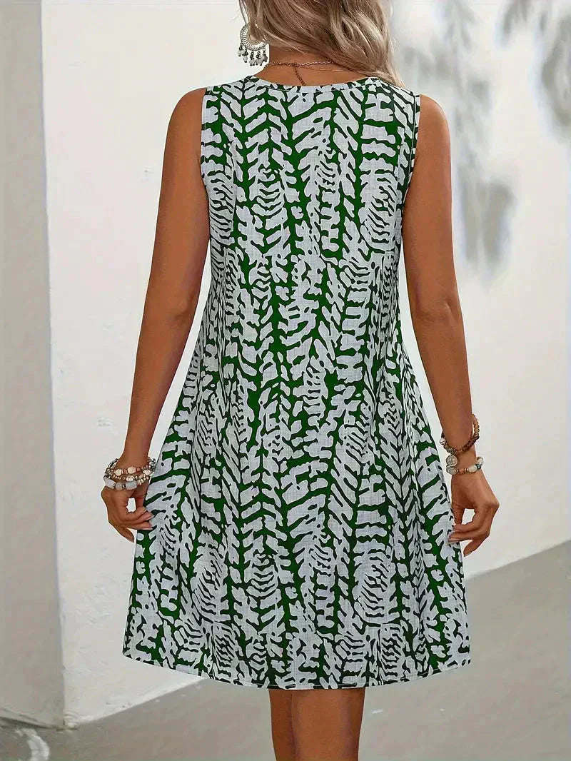 Rebeca Printed Sleeveless Dress Elegant Dress for Comfort Fit Design