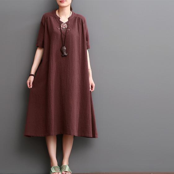 Burgundy caftans linen dresses for summer plus size linen clothing