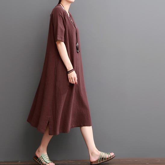 Burgundy caftans linen dresses for summer plus size linen clothing