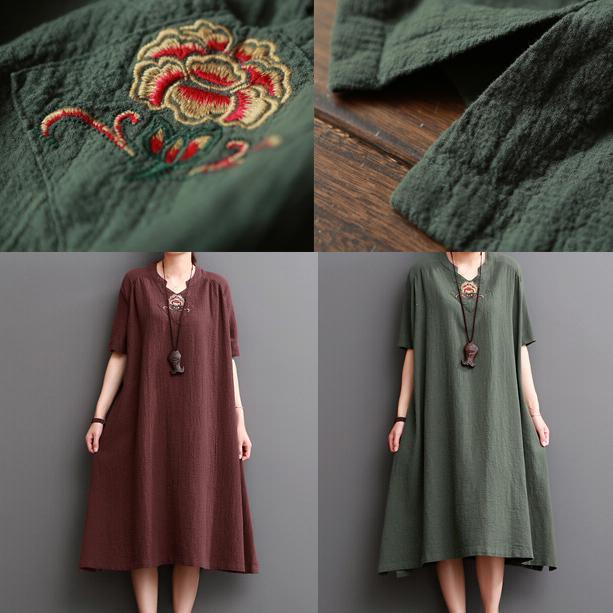 Burgundy caftans linen dresses for summer plus size linen clothing